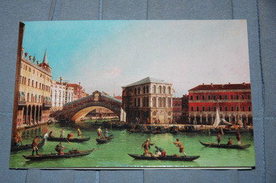 Canaletto, Rialto Venedig, kleine glänzende leere Grußkarte NEU & versiegelt 6'' x 4''