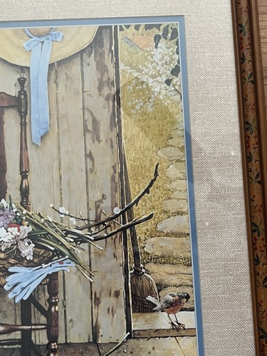 Litografía de colección Norman Rockwell "Flores de primavera" 1969 con marco de flores pintadas - Imagen 6 de 19