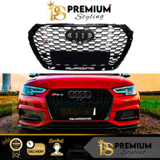 Audi RS4 Style A4 S4 B9 Front Main Grille Gloss Black Honeycomb Mesh Grill 16-19