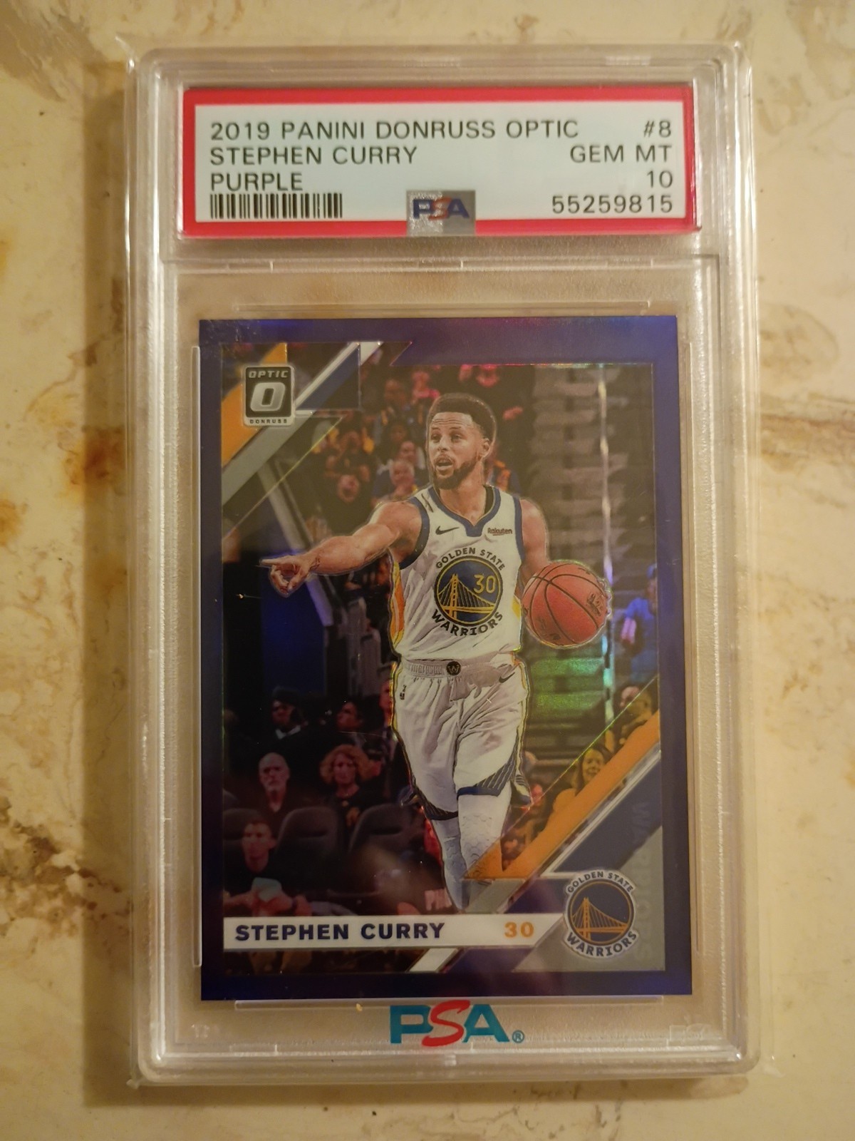 2020 Donruss Optic Stephen Curry Purple Prizm PSA 10 GEM MT GS Warriors #17 SP