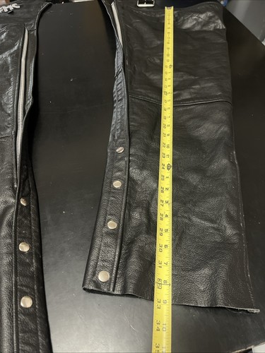 FMC Leather Chaps Men's Size 2XL Black Motorcycle Riding Pants Biker - Picture 6 of 11