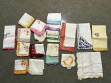 Vintage LOT OF 20 Hand CROCHETED TATTED EDGE Handkerchiefs Hankies MUST SEE 