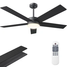 52" Ceiling Fans with Lights, Ceiling Fan Black with Light & Remote Control 5...