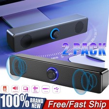 Computer Speaker Soundbar Stereo Bass Sound for Laptop Desktop 3.5mm LED USB
