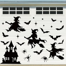 31Pcs Halloween Garage Decoration Magnet Stickers Black Witch Bat Spider Castle