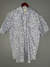 Panhandle Rough Stock Shirt Mens L Blue Paisley Pearl Snap Western Cowboy Cotton