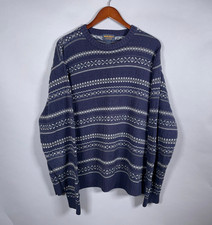 Woolrich Sweater Adult XL Blue Fair Isle Pattern Heavyweight Cotton Knit Ski