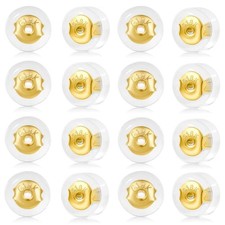 18K Gold Earring Backs for Studs, 16Pcs Comfortable Silicone Earring Backs fo...