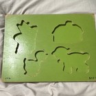 Vintage Wooden Farm Peg Puzzle Board Green 4pc Barn Farmer Duck Lamb Ages 1-4 — photo 4