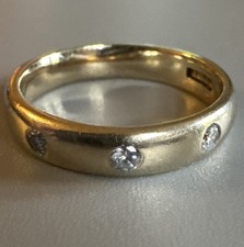 9ct Yellow Gold 375 Diamond Eternity Wedding Band Ring Size L 1/2 UK Hallmarked