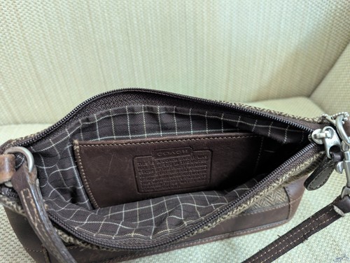 Vintage COACH Bleecker Tweed Demi Bag 6112 Brown Herr… - Gem