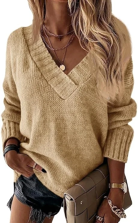 Pull d’hiver pour femme en maille beige S - Photo 1/4