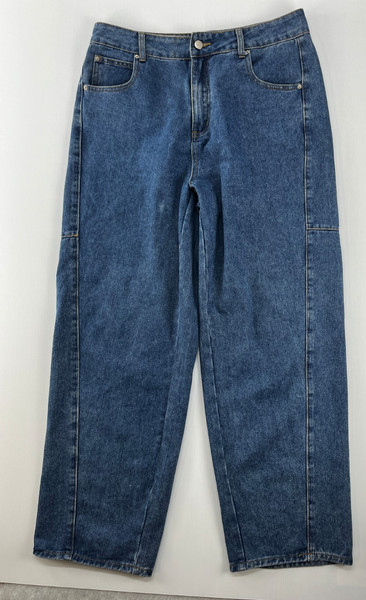 CIDER SIZE XL WOMENS BARREL LEG JEANS HIGH RISE DARK WASH Y2K BAGGY RELAXED WIDE