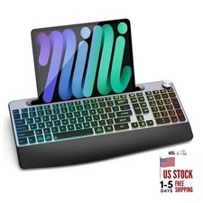 Ergonomic Backlit Wireless Keyboard with Wrist Rest-Low 1-Grey