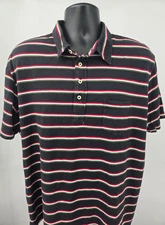 Ralph Lauren Polo Shirt Adult 2XL Black Red Stripe Short Sleeve Golf Golfer Men