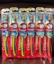 6PACK Colgate 360  Total Advanced Floss-Tip Medium Bristles Toothbrush 2 Colors