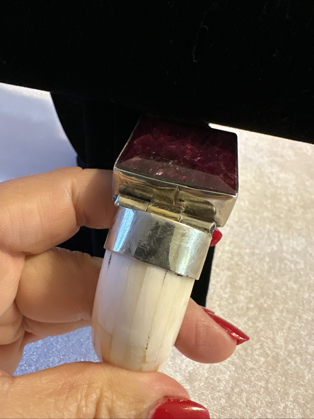 Bone Bangle With Large Ruby Stone - image 15