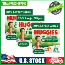 3 Box Huggies Extra Large Baby Wipes, Unscented, 9 Flip-Top Packs, 378 ct Box