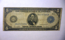 1914 $5 FEDERAL RESERVE NOTECLEVELAND  OHIO LARGE4 D STILL A KEEPER