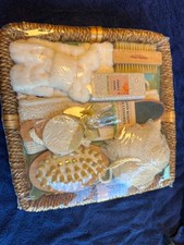 Bath Beauty Accessories Gift Set 9pc Spa Basket Natural Wooden Tools