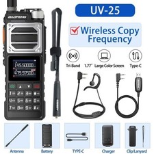 BAOFENG UV25 WALKIE TALKIE LONG RANGE TRI-POWER TWO WAY RADIO 48CM ANTENNA CABLE