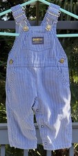 VTG 1991 OshKosh BGosh Hickory Stripe Overalls Made in USA Baby 3/6 Months Snap