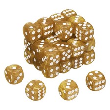 48Pcs 6 Sided Colored Standard Dice, Acrylic D6 Pearl Pattern Dice, Orange