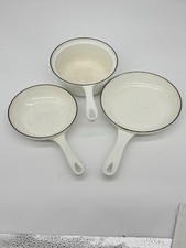 Le Creuset Cast Iron Saucepan & Frying Pans White Open Handle #18 No Lids (3)