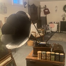 Edison Standard Mod D Phonograph w/ Mod H/4 Min Reproducer & Horn+Extras Works!