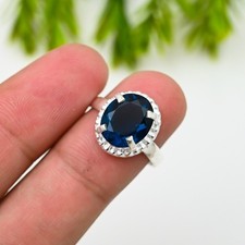 London Blue Topaz Gemstone 925 Sterling Ring Handmade Jewelry Ring For Gift