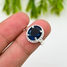 London Blue Topaz Gemstone 925 Sterling Ring Handmade Jewelry Ring For Gift