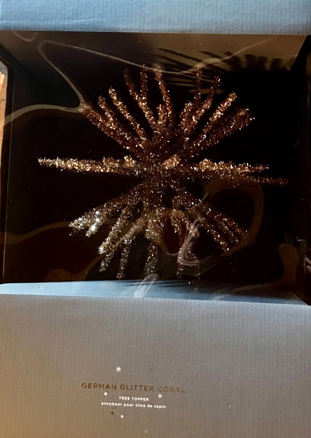 Pottery Barn ~ German Glass Glitter Coral Tree Topper ~ NIB ~ NLA + HTF!!