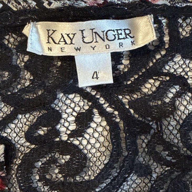 Kay Unger Sheath Lace Dress Womens 4 Multicolor Houndsooth Bolero Jacket Modest image 4