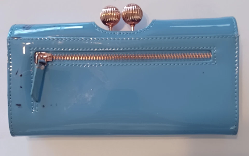 Cartera sobre Ted Baker para mujer charol cierre a presión bloqueo de beso, azul Foto 2 de 3