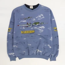 Vintage Warbirds Planes Art Unlimited Crewneck Sweatshirt Size XL All Over Print