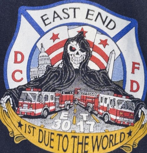 Port & Company Essential Tee Washington DC Fire Dept Graphic Grim Reaper T Shirt - Picture 15 of 24