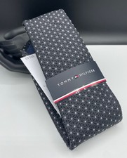 Tommy Hilfiger Men's Silk Blend Tie  Black  Floral Pattern  NEW MSRP: 69.50