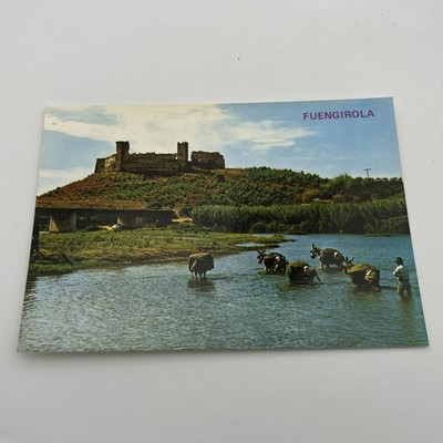 Vintage Fuengirola Spain El Castillo Castle Donkeys River Costa del Sol Postcard