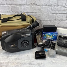 JVC GR-AX47U Compact VHS Camcorder VHS-C 22x Zoom Tested Working Bundle