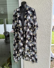 Gypsies Moondust Black Floral Lightweight Open Front Kimono 3/4 Sleeve M