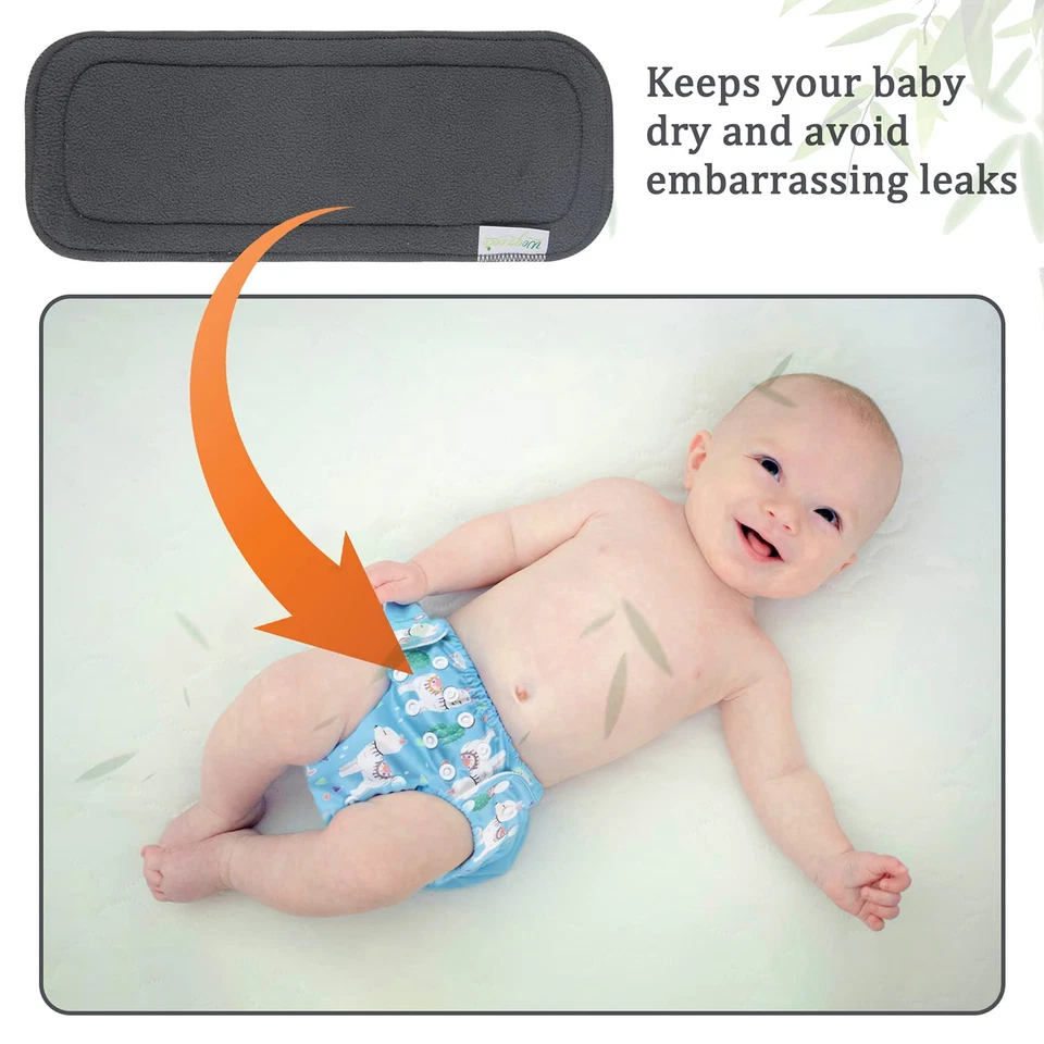 Wegreeco Reusable Soft 5 Layers 12 Pack Charcoal Inserts for Baby Cloth Diaper,H - Image 4 of 4