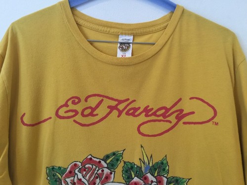 Ed Hardy Men's Yellow T-Shirt UK Large - Picture 3 of 9
