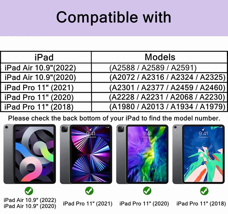 iPad Pro 11" 3rd/2nd/1st Gen&iPad 10.9" Air 5th/4th Gen Case 360° Rotating Stand - Image 3 of 3