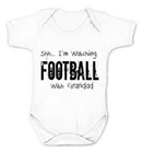 White Babygrow I'm Watching Football With Grandad Baby Vest Funny FAST SHIPPING