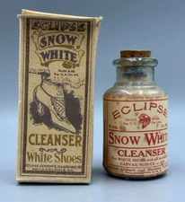 Antique ECLIPSE Cleanser SNOW WHITE SHOES Tiger Advertising Polish BOTTLE