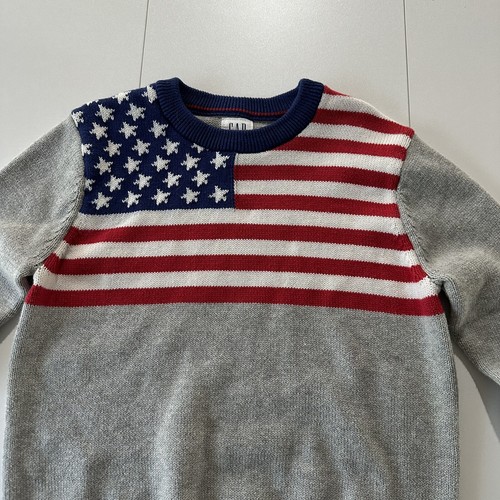Gap Gray American Flag Sweater Youth size Small USA America - Picture 2 of 7