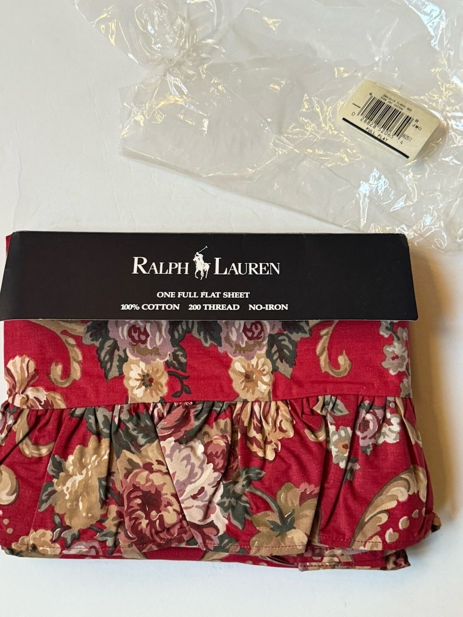 NEW RALPH LAUREN *Danielle RED Floral FULL FLAT SHEET Marseilles