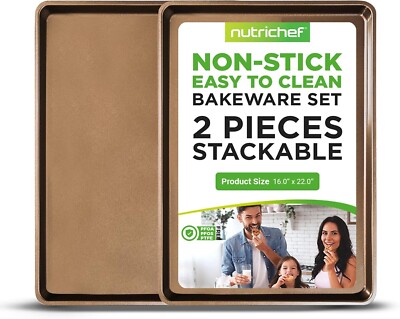 Professional 2-Piece Cookie Sheets with Nonstick Surface - XL Baking Pans