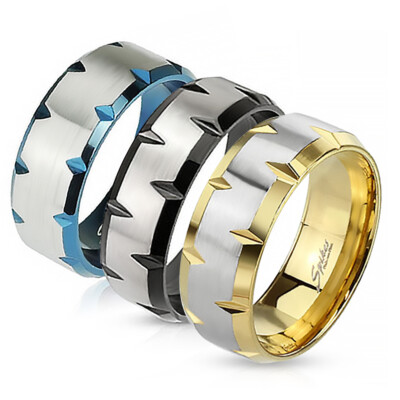 Herrenring Edelstahl Ring Herren Tribal Biker Bandring schwarz