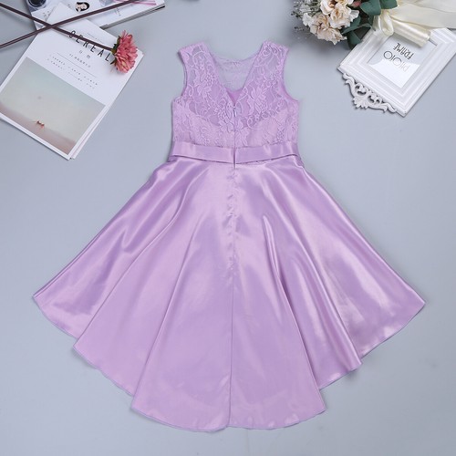 US Kids Girls Chiffon Flower Dress Sequins Lace Prom Party Gowns Wedding Dresses - Picture 57 of 77